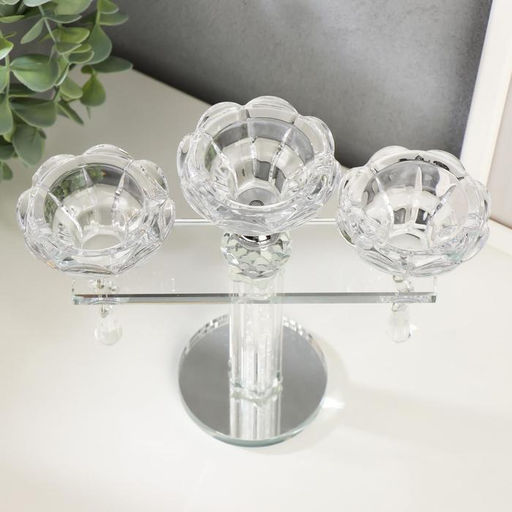 Стеклянный подсвечник на 3 свечи «Цветочные бутоны», 18×19.5×7 см