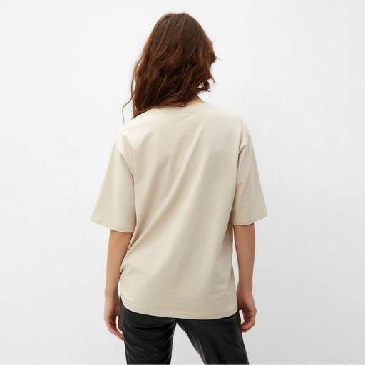 Футболка с кулиской женская MINAKU REGULAR FIT, бежевая, размер 42