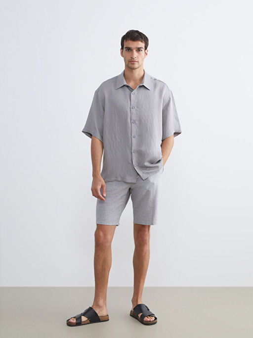 Standart Kal?p Keten Kar???ml? Erkek ?ort