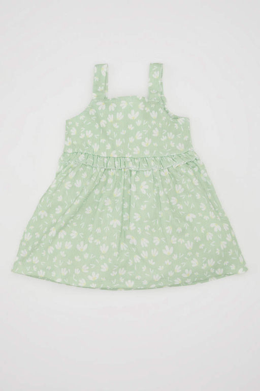 Платье без рукавов с цветочным принтом для маленьких девочек - Defacto фото 4