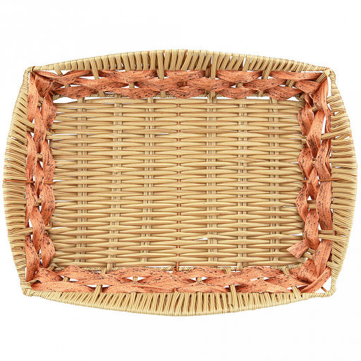 Корзина-сухарница плетеная Береста 33х24,5см h7,5см, полипропилен, карамельный, ажурный край, металлический каркас, форма прямоугольная (Китай) - Домашняя мода фото 3