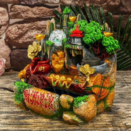 Фонтан настольный с подсветкой «Пагода в лесу», от сети, 30×19×31 см