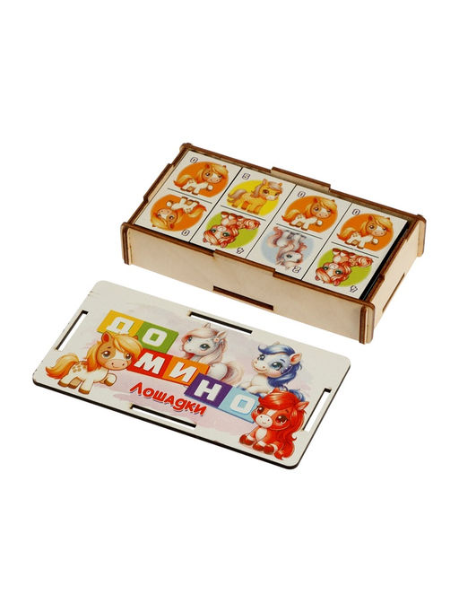 Домино деревянное «Лошадки», 6×3 см