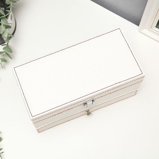 Шкатулка кожзам для украшений и часов 4 отделения Белая 11х22,5х11,5 см - Simaland фото 4