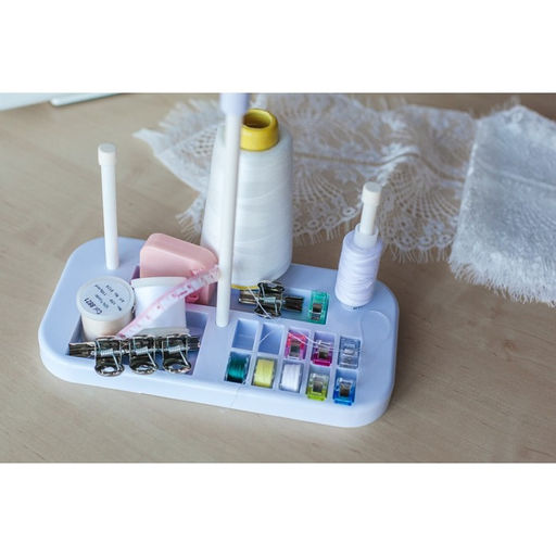 Органайзер-стойка для ниток, на подставке, 20.7×10.8×36.5 см, голубой, белый