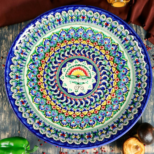 Ляган узбекский Риштанская Керамика «Узоры», d=41 см, МИКС