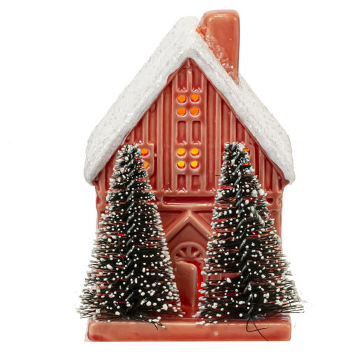 Фигурка декоративная "Домик" (подсветка, LR44х2), L6 W7,5 H9 см, 3в.