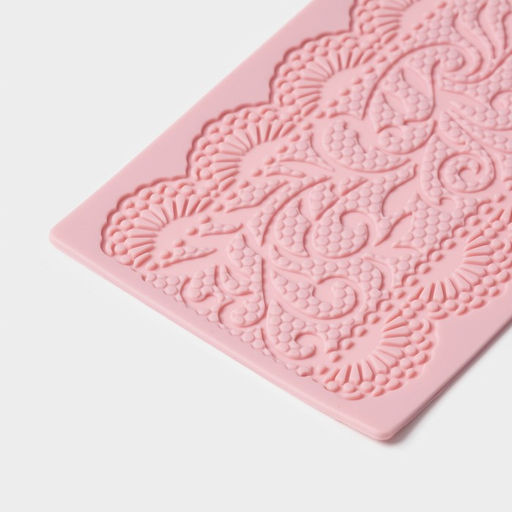 Коврик для айсинга Доляна «Ажур», силикон, 40×10 см, цвет розовый