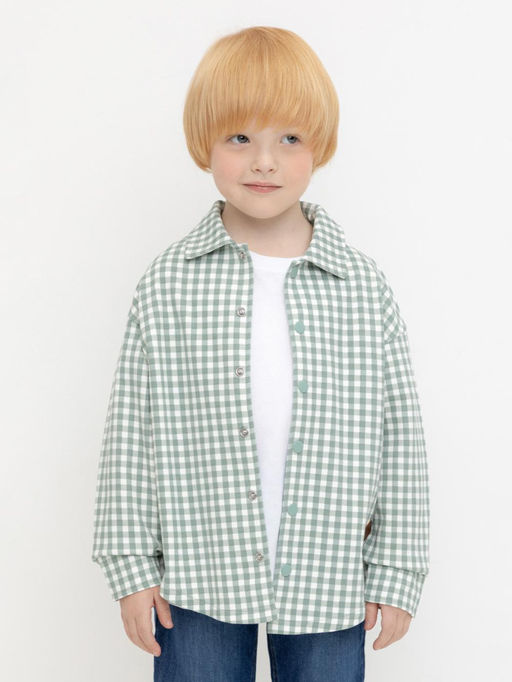 КР 302567/полынь клетка на сахаре рубашка для мал