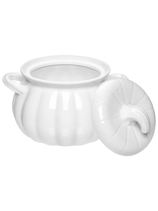 Кастрюля для запекания и сервировки 3 л 26*22*19 см "Тыква" с ручками, с крышкой, фарфор