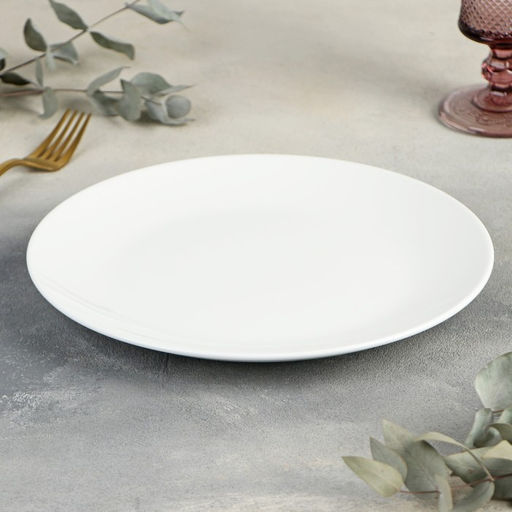 Тарелка обеденная с утолщённым краем Wilmax Olivia Pro, d=25.5 см, фарфор, белая