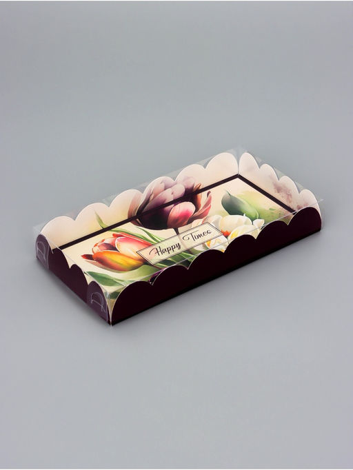 Цена за 5 шт. Коробка для печенья, «Тюльпаны», 10.5×20×3 см