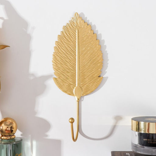 Крючок декоративный "Лист шелковицы" золотой 19х8 см