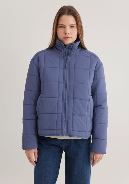 Dik Yaka Indigo Sisme Mont - Mavi фото 4