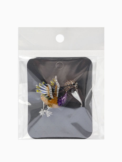 Брошь «Птица» пеликан, цветная в серебре