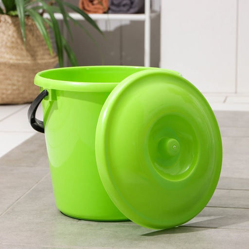 Ведро с крышкой, 10 л, d=32 см, h=26 см, пластик, МИКС