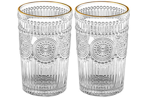 Набор 2 стаканов 360 мл 8*8*12,5 см с золотым кантом стекло - Elan gallery фото 5