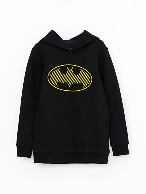 Kap??onlu Batman Bask?l? Uzun Kollu Erkek ?ocuk Sweatshirt