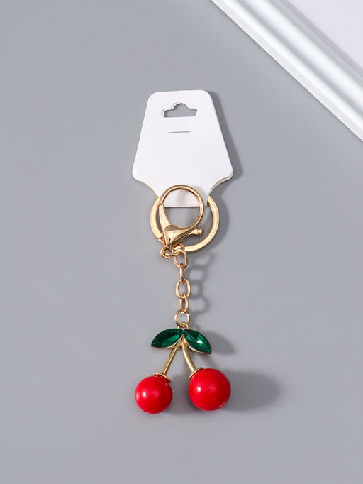 Цена за 2 шт. Брелок для ключей на кольце с карабином «Вишенки с листьями», 9×4×1.7 см