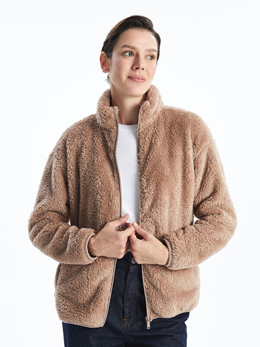 Dik Yaka Pel?? Kad?n Fermuarl? Sweatshirt