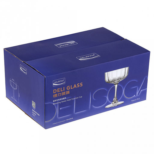 Бокал (креманка) стеклянный "Букет" 190мл, д9,7см, h13см, форма "Шале", набор 6шт, "Делисога (Delisoga)" (Китай)