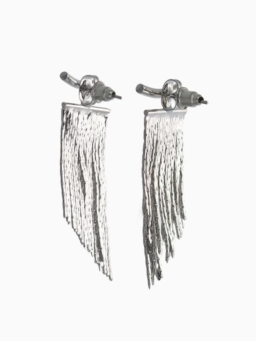 Серьги металл Цепной водопад, цвет серебро - Qf фото 2