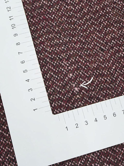 Шерсть пальтово-костюмная Твид Зигзаг цв.темно-вишневый меланж, ш.1.5м, шерсть-30%, п/э-70% - Купава фото 18