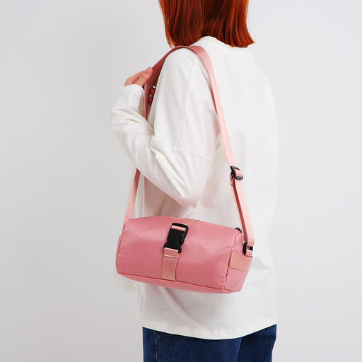 Сумка молодёжная на молнии, 25×12×12 см, розовая