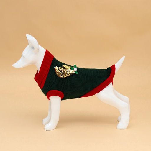 Свитер для животных Рога удачи, размер XL (ДС 40 см, ОШ 34, ОГ 32-51), зелёный - Пижон фото 5