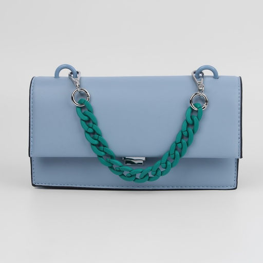 Цена за 2 шт. Цепочка для сумки, с карабинами, пластиковая, 23 17 мм, 30 см, цвет зелёный/серебряный - Арт узор фото 4