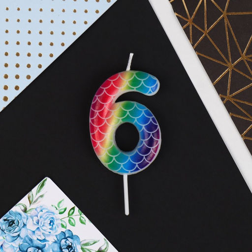 Свеча в торт цифра 6, разноцветная - Страна карнавалия фото 3