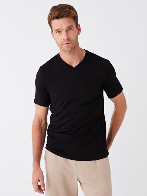 V Yaka K?sa Kollu Penye Erkek Ti??rt