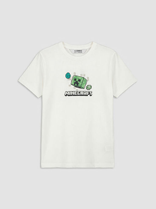 Bisiklet Yaka Minecraft Bask?l? Erkek ?ocuk Ti??rt