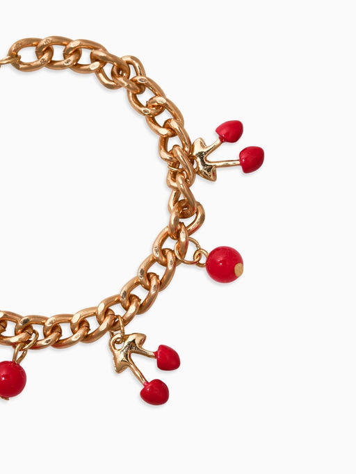 Браслет на цепи «Вишневый рай», малые, красный в золоте