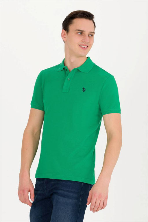 Мужская зеленая футболка с воротником поло Basic - U.s. polo assn фото 8