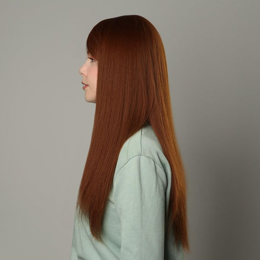 Парик искусственный, с чёлкой, имитация кожи, 60 см, цвет рыжий - Queen fair фото 2