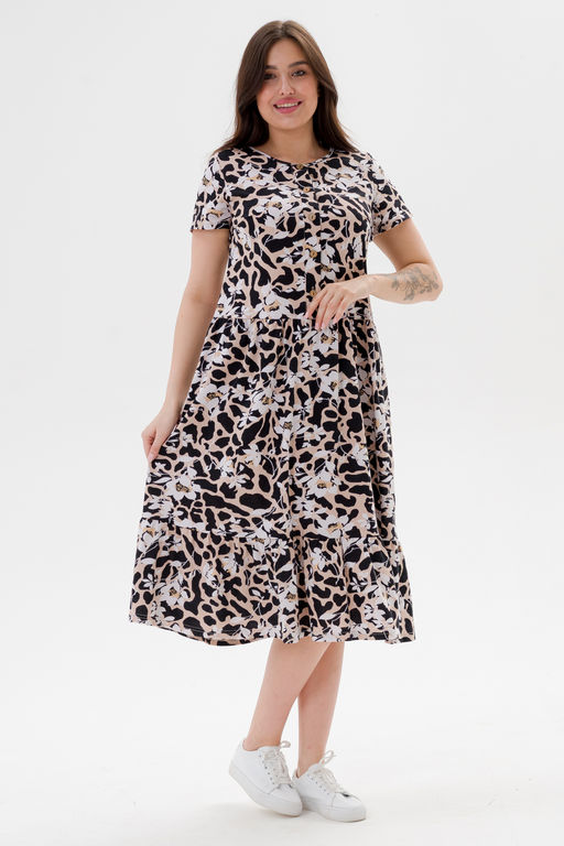 Платье женское из кулирки Кармелита 2 цветок крем - Амадэль фото 4