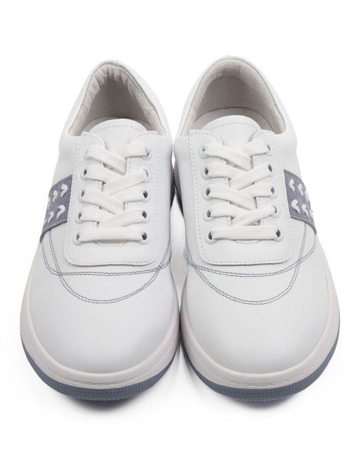 03-YA345-1 WHITE/BLUE Полуботинки спортивные женские (натуральная кожа, натуральная замша)