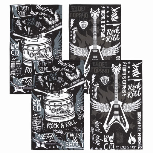 Набор кухонных полотенец Доляна Rock'n'roll 35х60см-4шт, 100% хл  фото 12