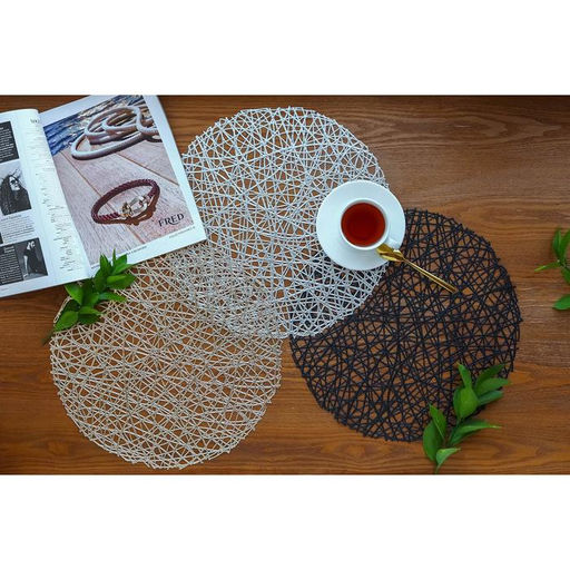 Набор салфеток сервировочных на стол Доляна Паутинка, d=38 см, 4 шт, цвет чёрный  фото 10