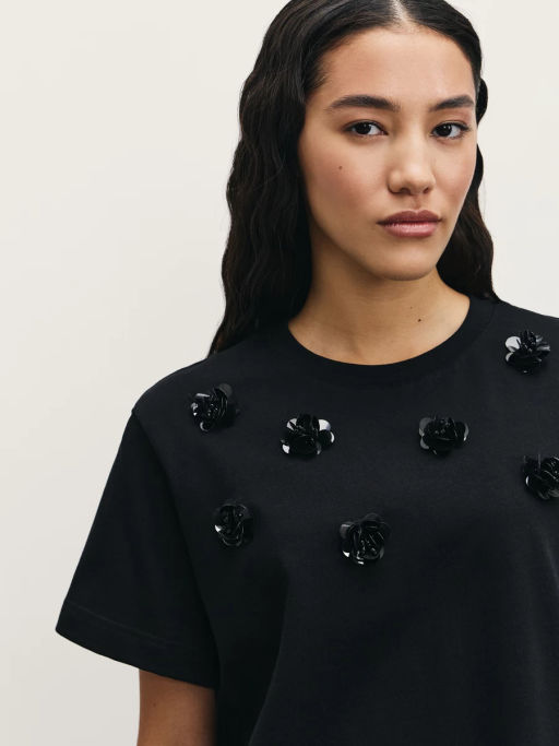 Футболка с аппликацией в виде цветов / Zarina  фото 6