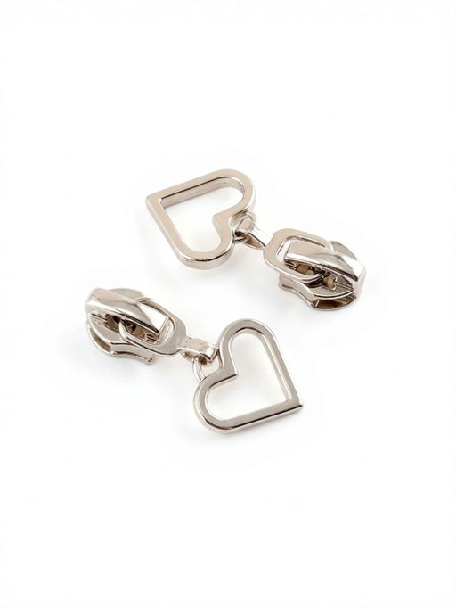 Цена за 2 шт. Бегунок для молнии «Спираль», №7, «Сердце», 10 шт., цвет никель