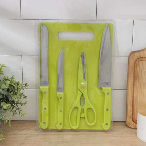 Набор кухонных принадлежностей, 5 предметов: ножи 12 см, 17 см, 17,5 см, доска, цвет МИКС - Simaland фото 8