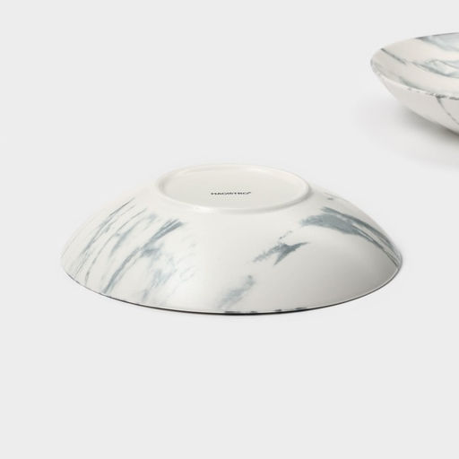 Тарелки глубокие Magistro Real Marble, 800 мл, 21×4.7 см, набор 2 шт., фарфор, белые