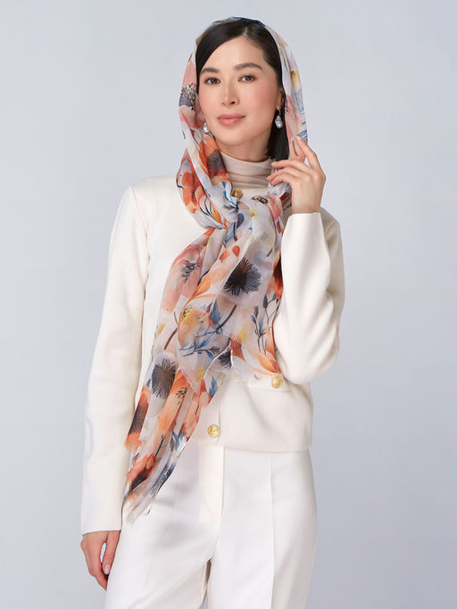 Большой, мягкий, тонкий и очень нежный двусторонний палантин с рисунком - Tantino фото 5