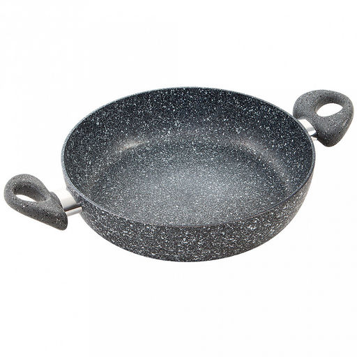 Жаровня с антипригарным покрытием д28см Stone Pan, h6,8см, s0,3см, ручки из термостойкого пластика, стеклянная жаростойкая крышка с пароотводом, усиленное минералами покрытие (Россия) - Домашняя мода фото 2