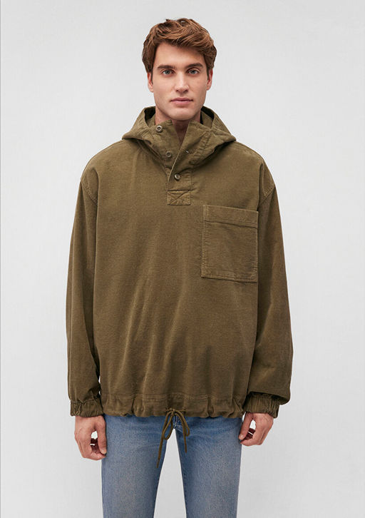 Kapusonlu Haki Sweatshirt - Mavi фото 3