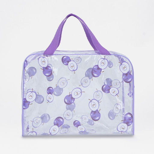 Цена за 2 шт. Косметичка-сумка на молнии для бассейна, большая, с ручками, с принтом Ранетки, сиреневая - Simaland фото 2