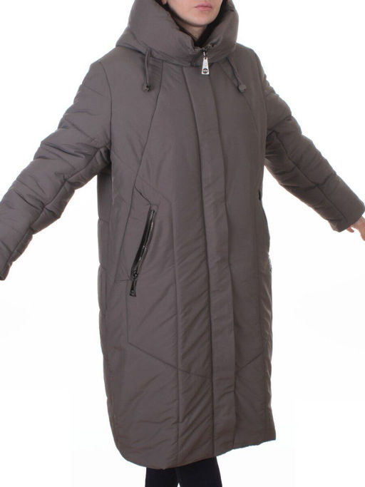 A615 GRAY/BEIGE Пальто зимнее женское (верблюжья шерсть, 120 гр. холлофайбер) - Фабричный китай фото 2