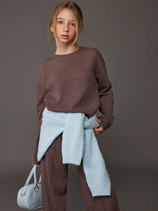 Bisiklet Yaka K?z ?ocuk Sweatshirt